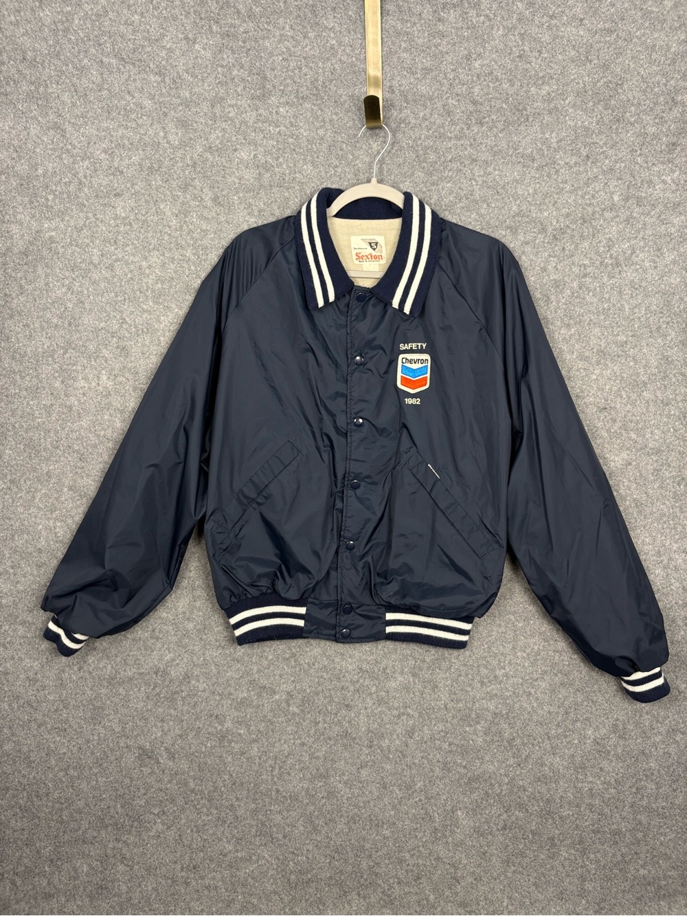 Vintage 1982 Chevron Safety Sexton Bomber Jacket